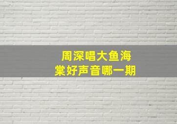 周深唱大鱼海棠好声音哪一期