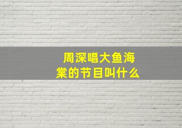 周深唱大鱼海棠的节目叫什么