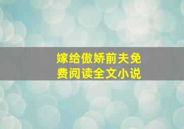 嫁给傲娇前夫免费阅读全文小说