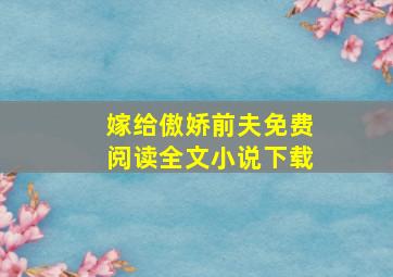 嫁给傲娇前夫免费阅读全文小说下载