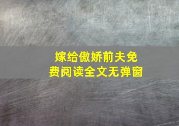 嫁给傲娇前夫免费阅读全文无弹窗