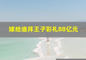 嫁给迪拜王子彩礼88亿元