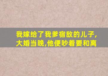 我嫁给了我爹宿敌的儿子,大婚当晚,他便吵着要和离