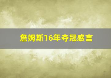 詹姆斯16年夺冠感言