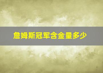 詹姆斯冠军含金量多少